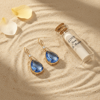 Blue Crystal & Cubic Zirconia Goldtone Teardrop Hook Earrings
