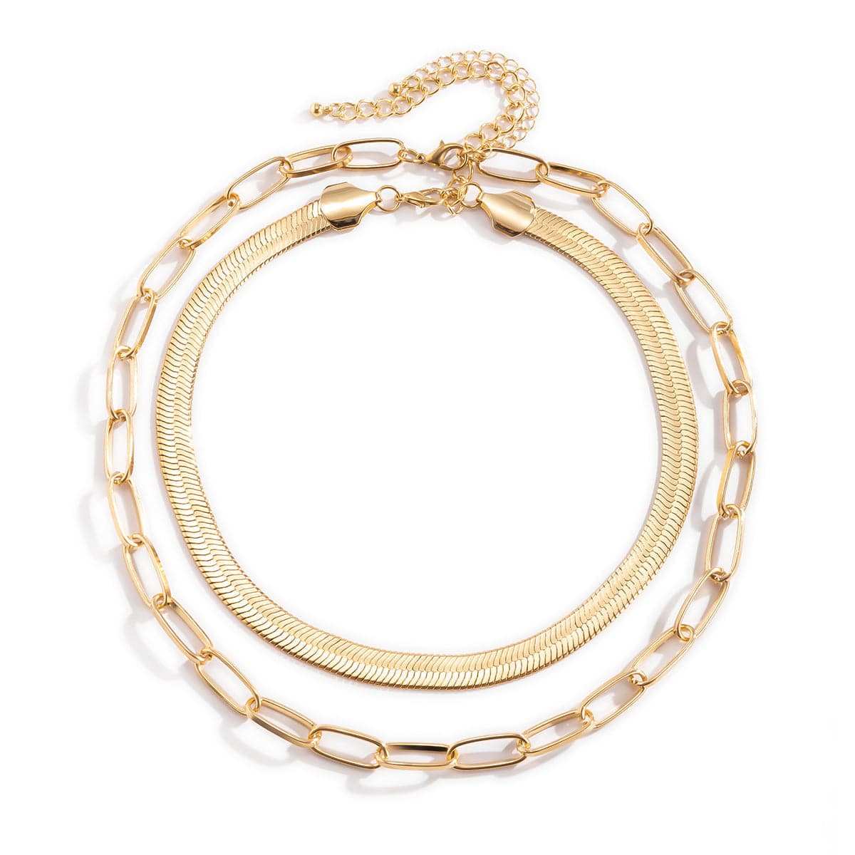 Goldtone Snake Chain Necklace Set