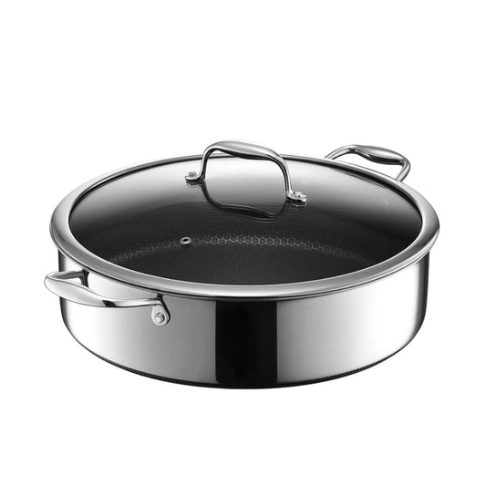 Hexclad  Hybrid Deep Sauté Pan/Chicken Fryer with Lid, 7-Qt