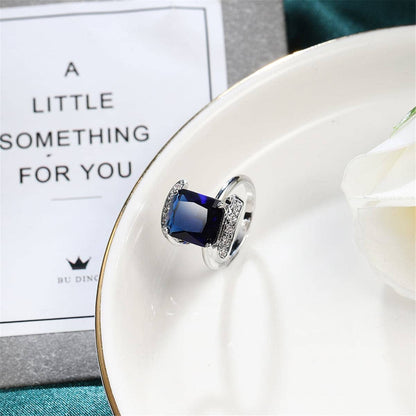 Navy Crystal & Cubic Zirconia Princess-Cut Ring-2