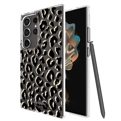 Kate Spade New York Samsung Galaxy S24 Ultra Case, Compatible with Wireless Charging - City Leopard Black