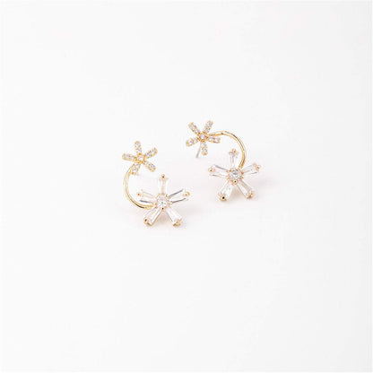 Cubic Zirconia & Goldtone Double-Flower Stud Earrings