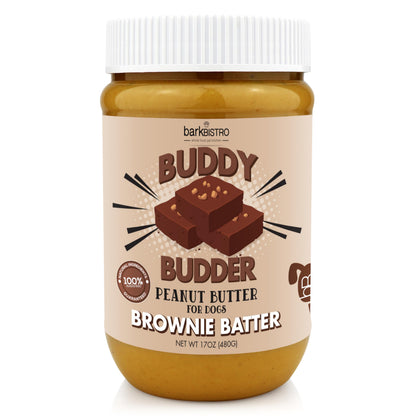 Buddy Budder Brownie Batter, 100% Natural Dog Peanut Butter, Dog Treat, Made in Usa (17oz)