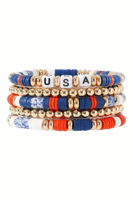 Threaded Pear 5pcs USA Beaded Bracelet Set