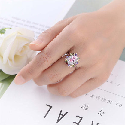 Pink Crystal & Cubic Zirconia Silvertone Oval-Cut Ring-3