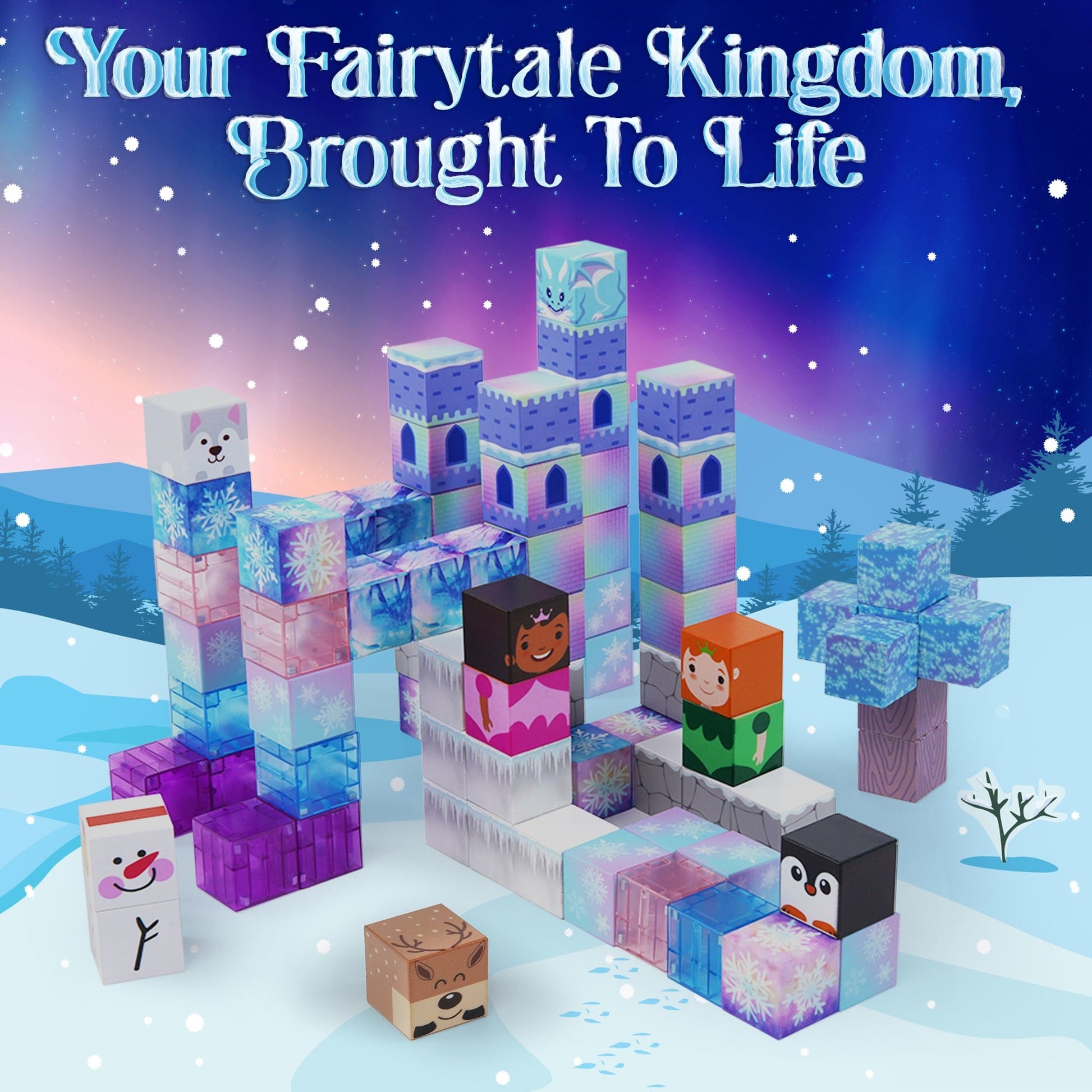 White, green, red black , gray and blue magnatic blocks-