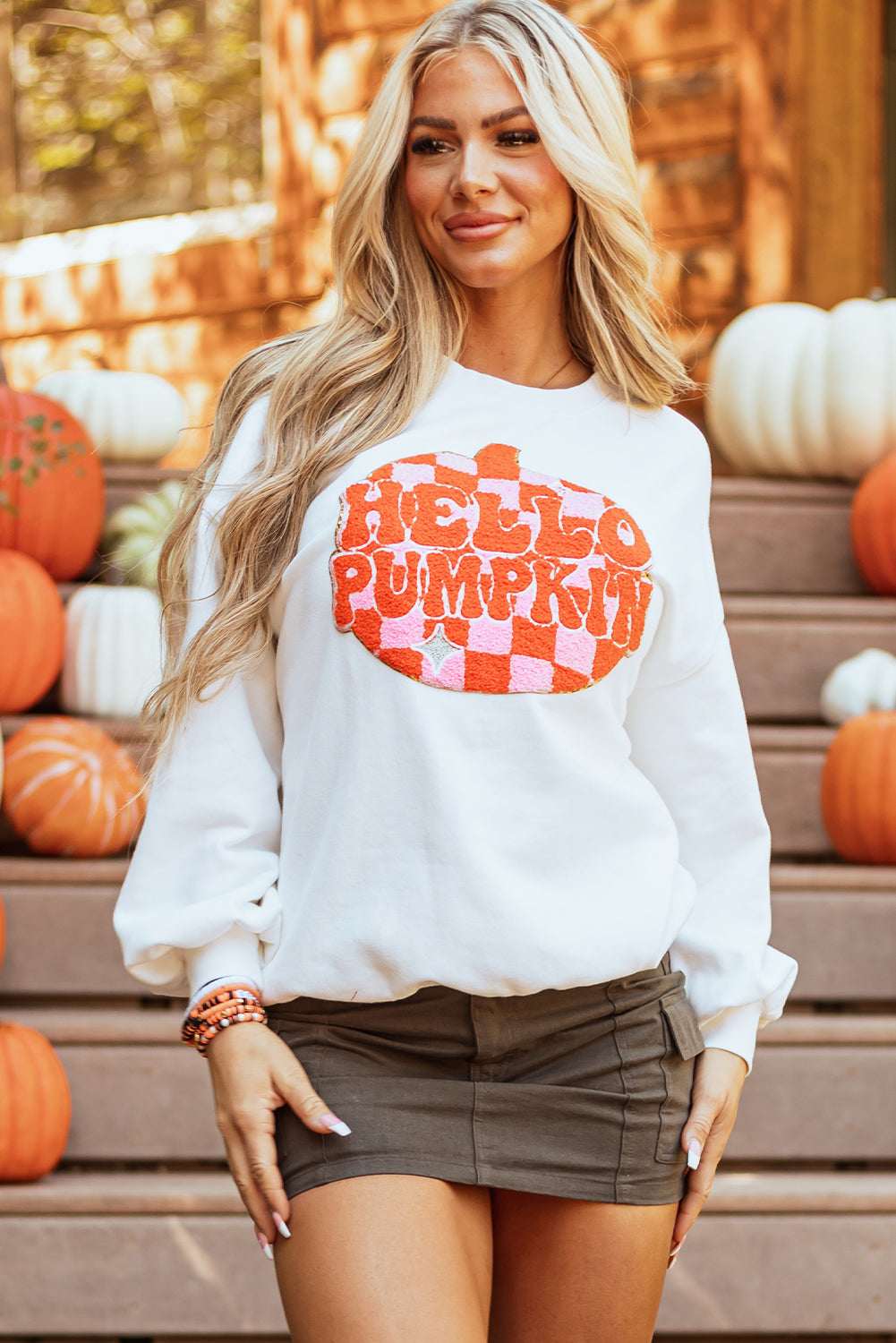 Threaded Pear Blair Halloween Pumpkin Patched Pullover Sweatshirt