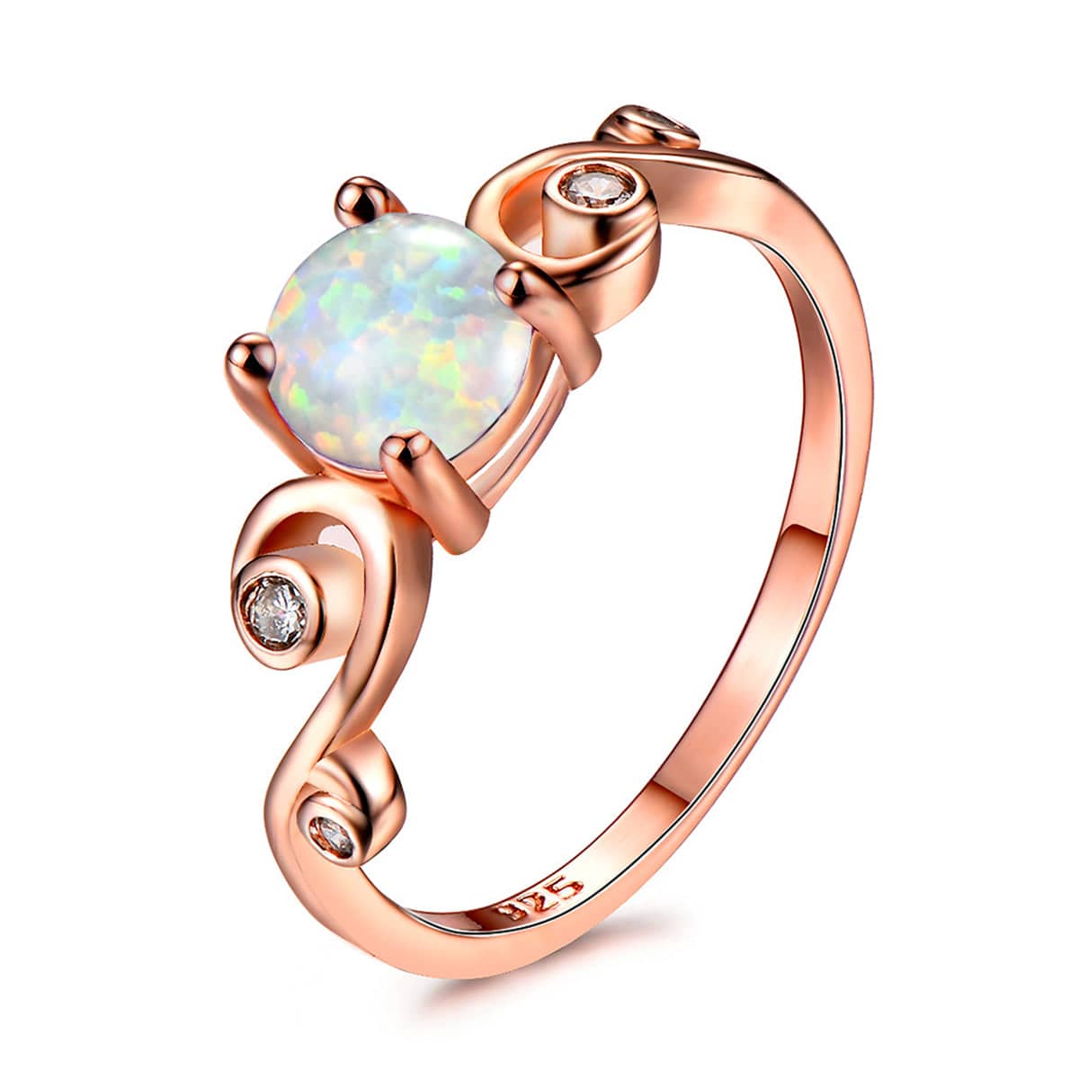 Opal & Cubic Zirconia Wave Ring-1