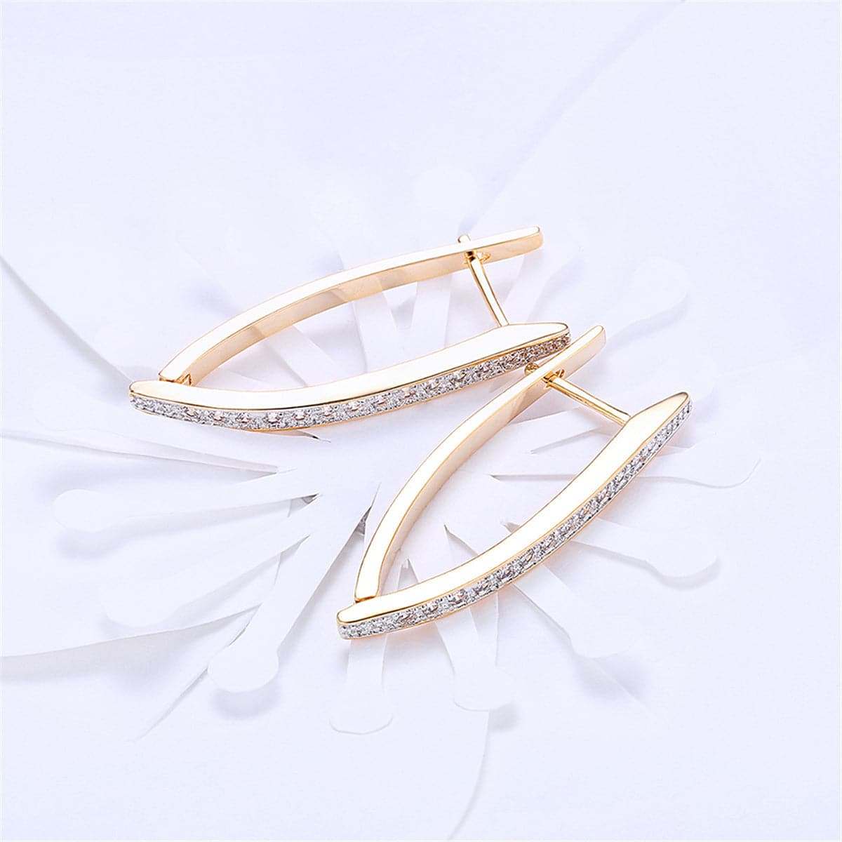 Cubic Zirconia & Goldtone Triangle Drop Earrings