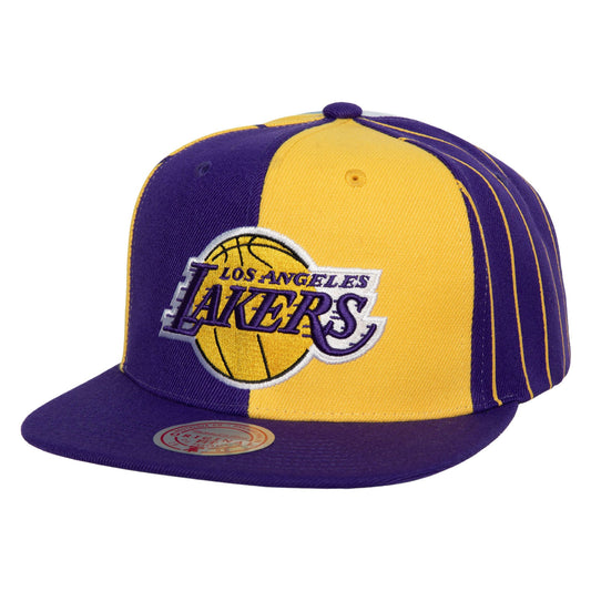 Mitchell & Ness Men's NBA What The Pinstripe Snapback Lakers Hats