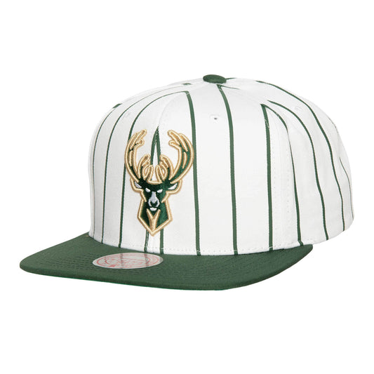 Mitchell & Ness Men's NBA Retro Pinstripe Snapback Bucks Snapback Caps