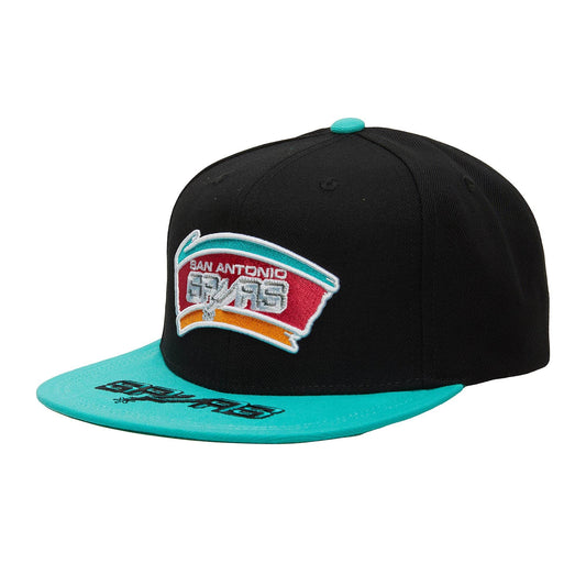 Men's Mitchell & Ness NBA Logo Bill Snapback Hwc Spurs - Black-Teal