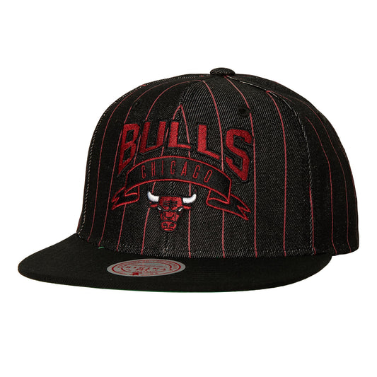 Men's Mitchell & Ness NBA Dem Stripes Snapback Bulls - Black