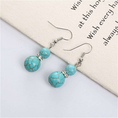 Cubic Zirconia & Turquoise Silvertone Round Drop Earrings