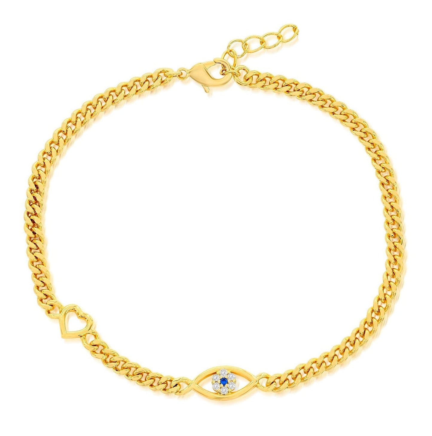 Heart and Created Blue Sapphire Bracelet