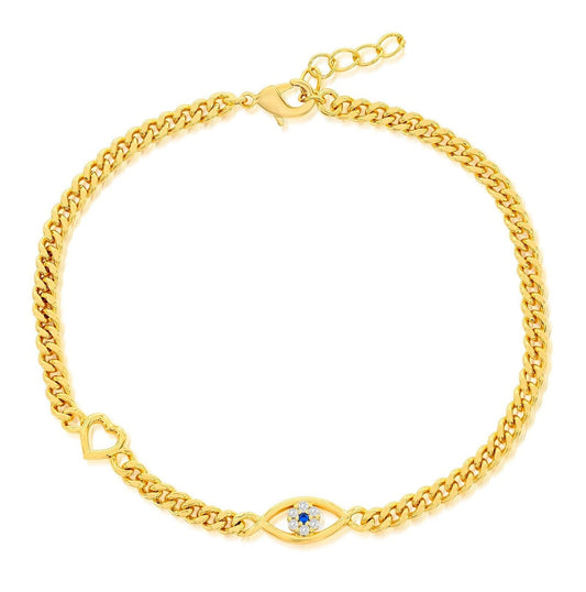 Heart and Created Blue Sapphire Bracelet