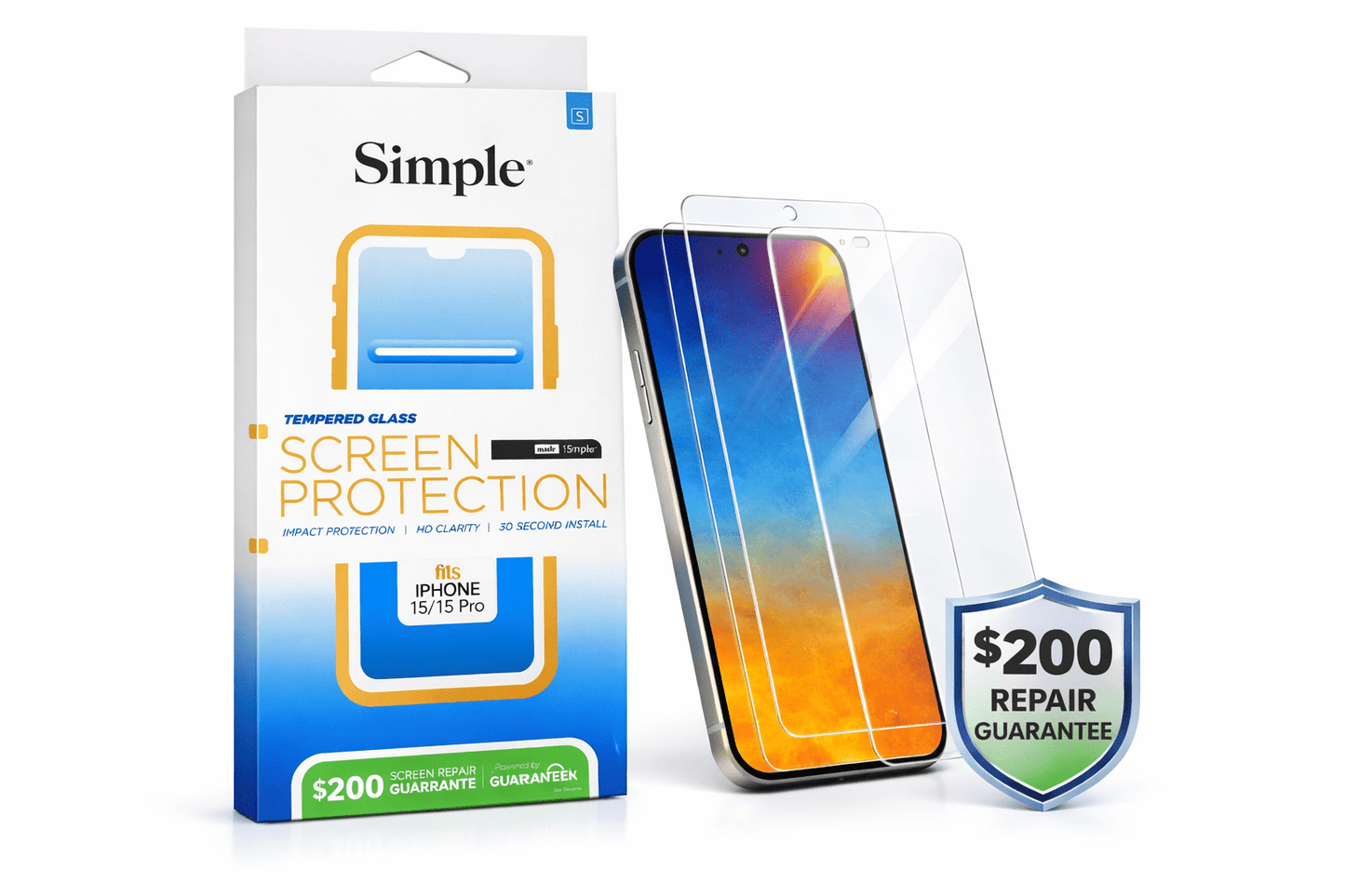 Simple Tempered Glass Screen Protector for Iphone 15 / 15 Pro