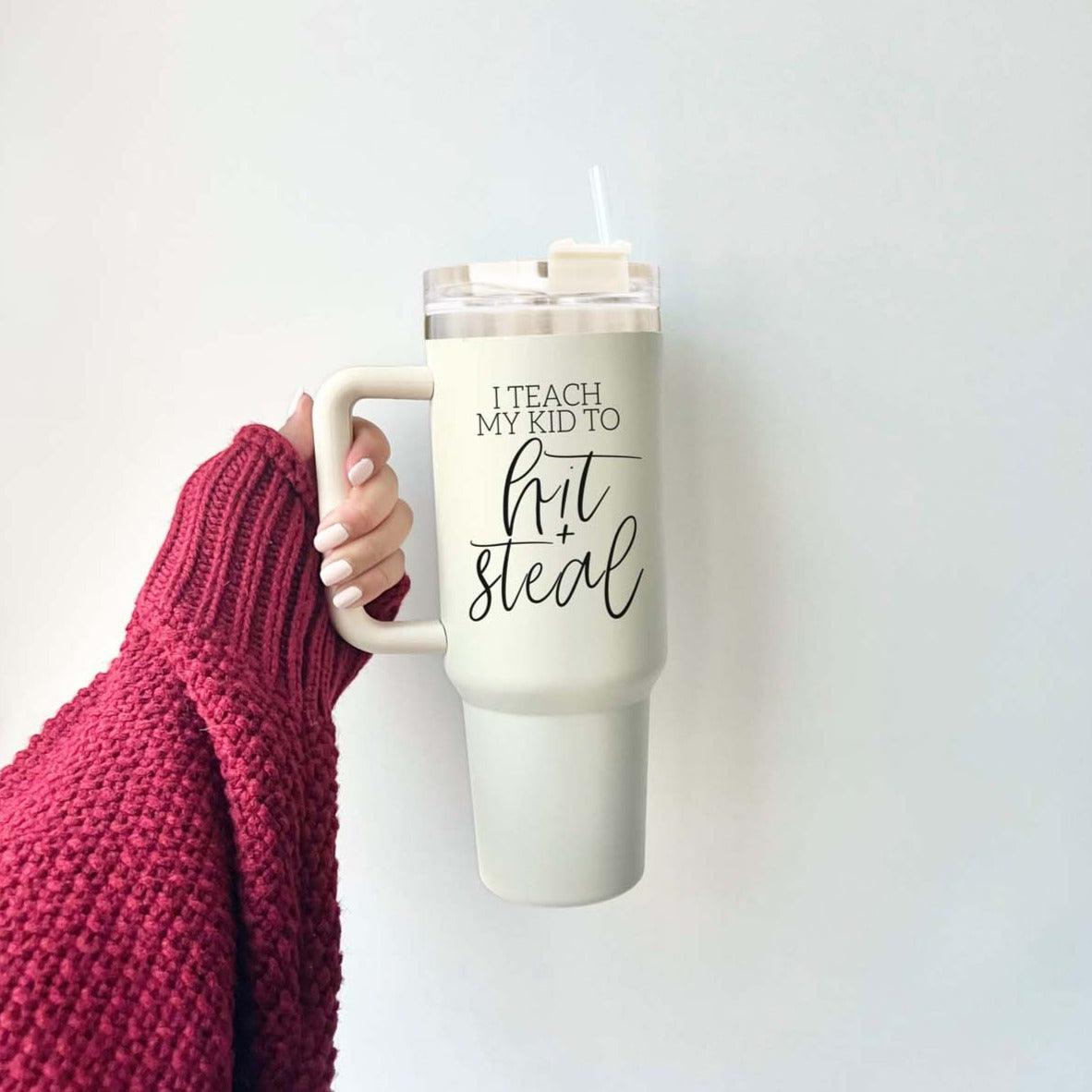 baseball mom tumbler 40oz
softball mom tumbler with handles
hit and steal baseball tumbler