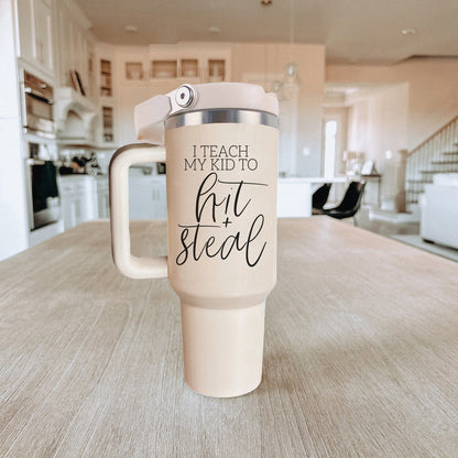 hit and steal baseball tumbler
baseball parent gift cup
softball coach mom tumbler
baseball training mom cup