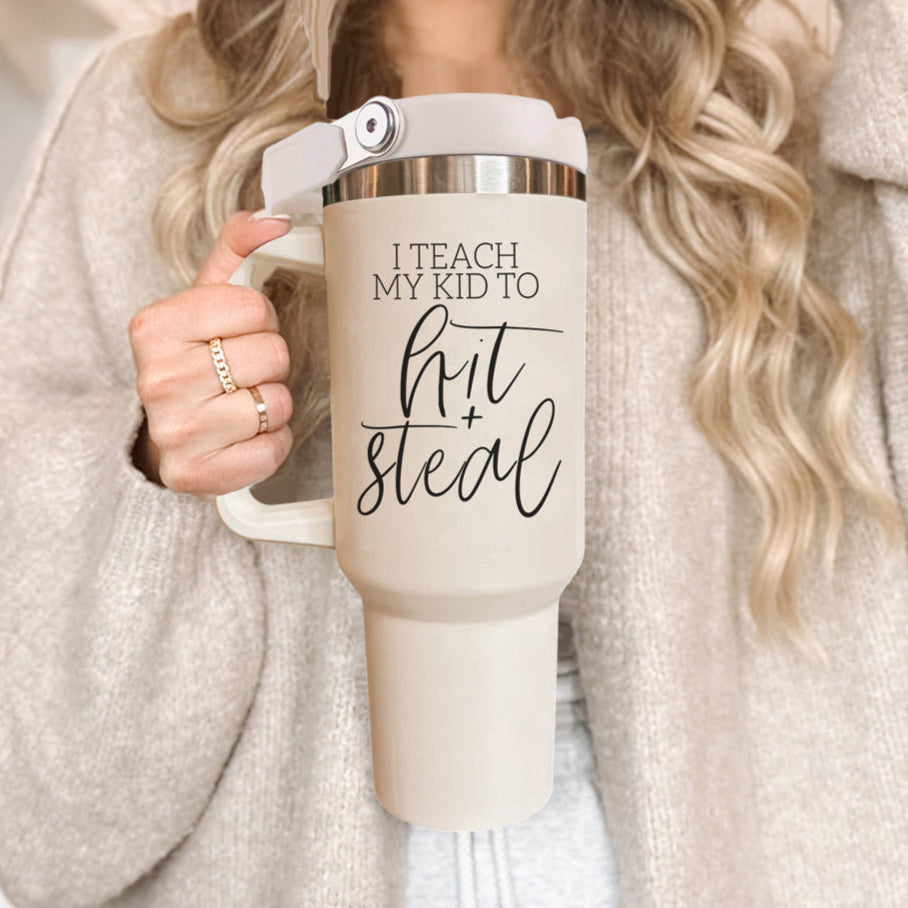 baseball mom tumbler 40oz
softball mom tumbler with handles
hit and steal baseball tumbler
