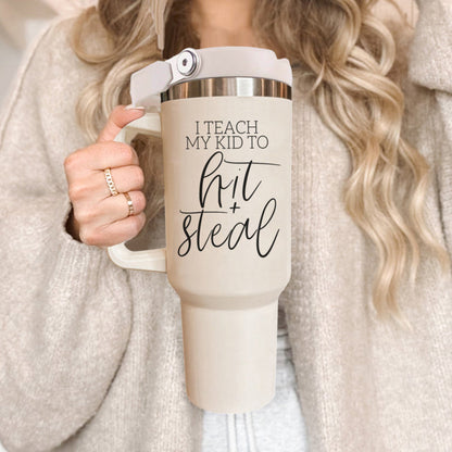 baseball mom tumbler 40oz
softball mom tumbler with handles
hit and steal baseball tumbler
