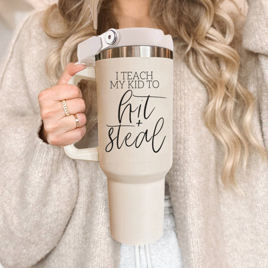 baseball mom tumbler 40oz
softball mom tumbler with handles
hit and steal baseball tumbler
