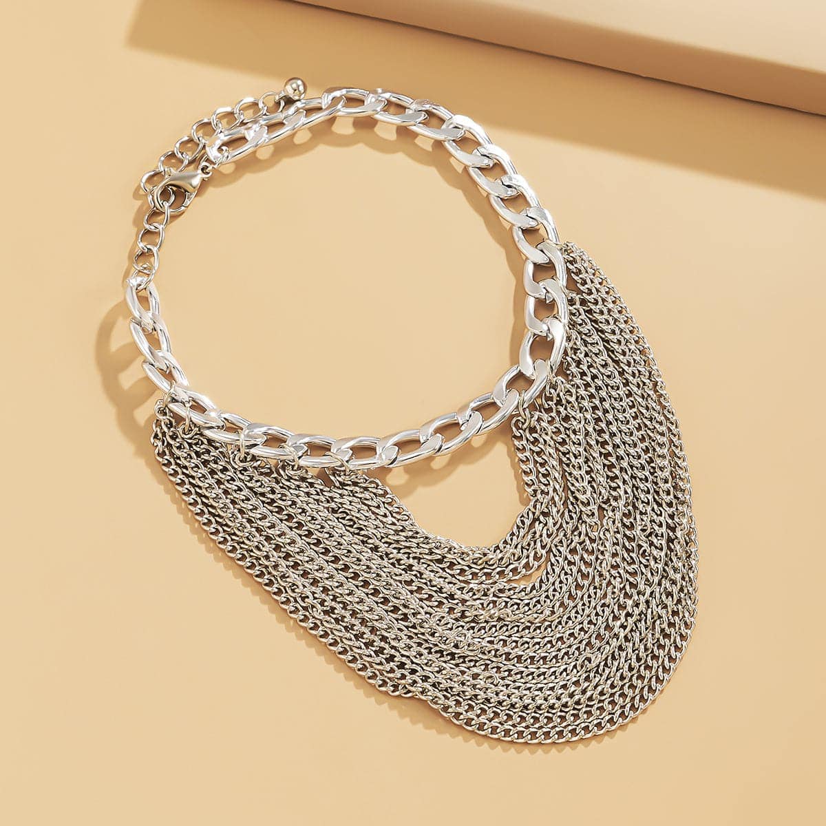 Silvertone Figaro Layered Tassel Anklet