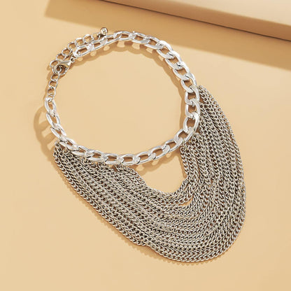 Silvertone Figaro Layered Tassel Anklet