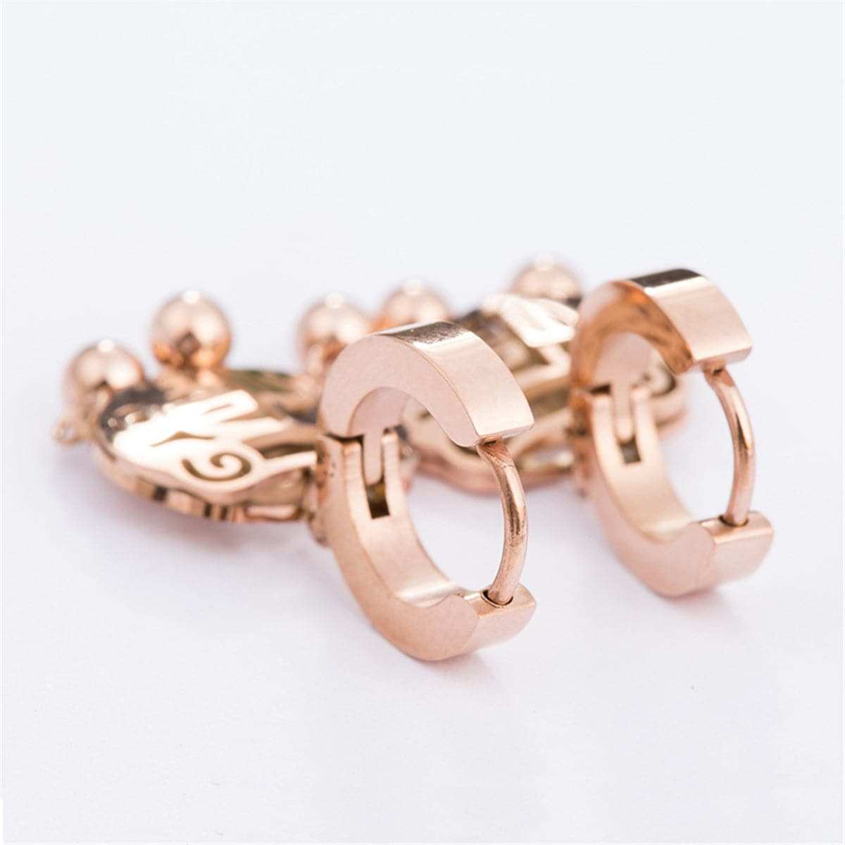 Rose Goldtone Lock of Longevity Drop Earrings