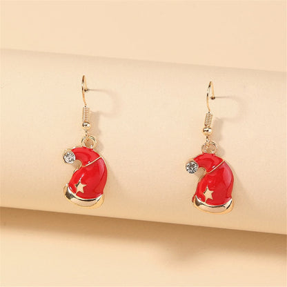 Cubic Zirconia & Goldtone Santa Hat Drop Earrings