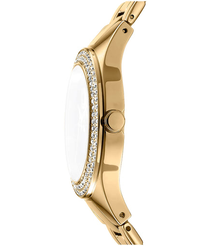 Dkny Women Watch, Gold Color Case, Silver Dial, Gold Color Metal Bracelet, 3 Hands, 5 Atm