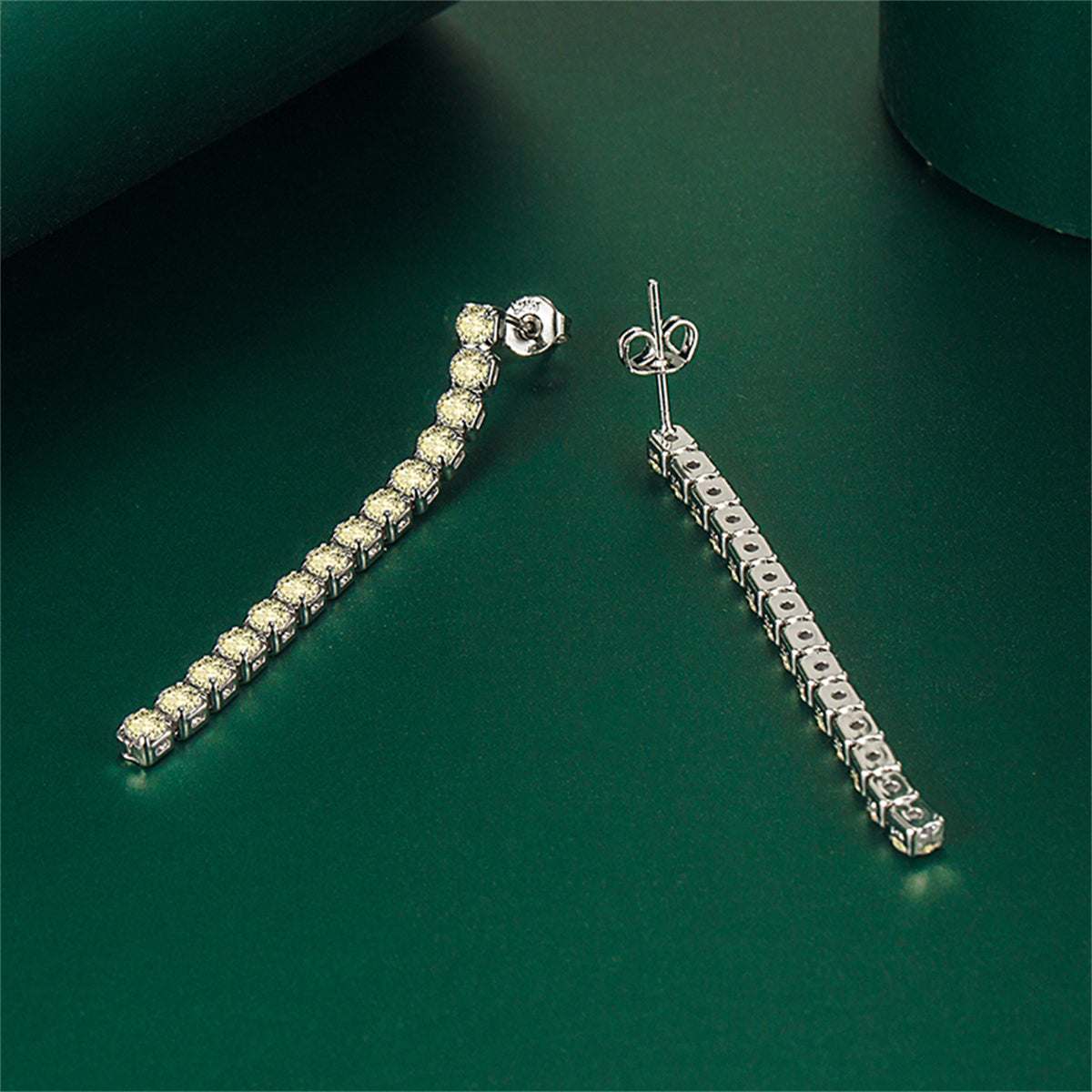 Yellow Cubic Zirconia & Silvertone Tassel Drop Earrings