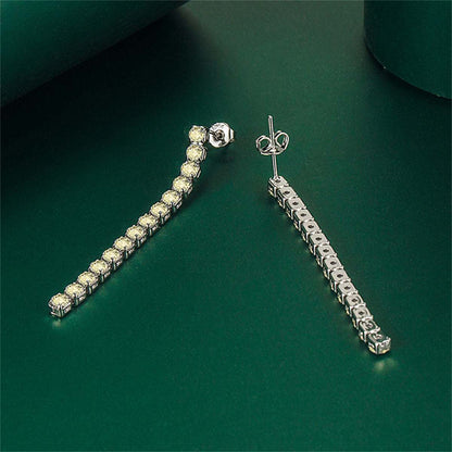 Yellow Cubic Zirconia & Silvertone Tassel Drop Earrings