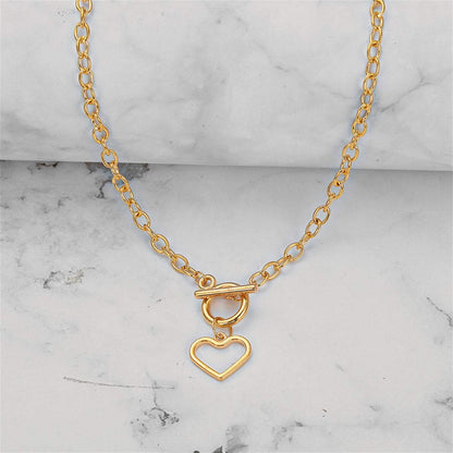 Goldtone Open Heart Toggle Pendant Necklace