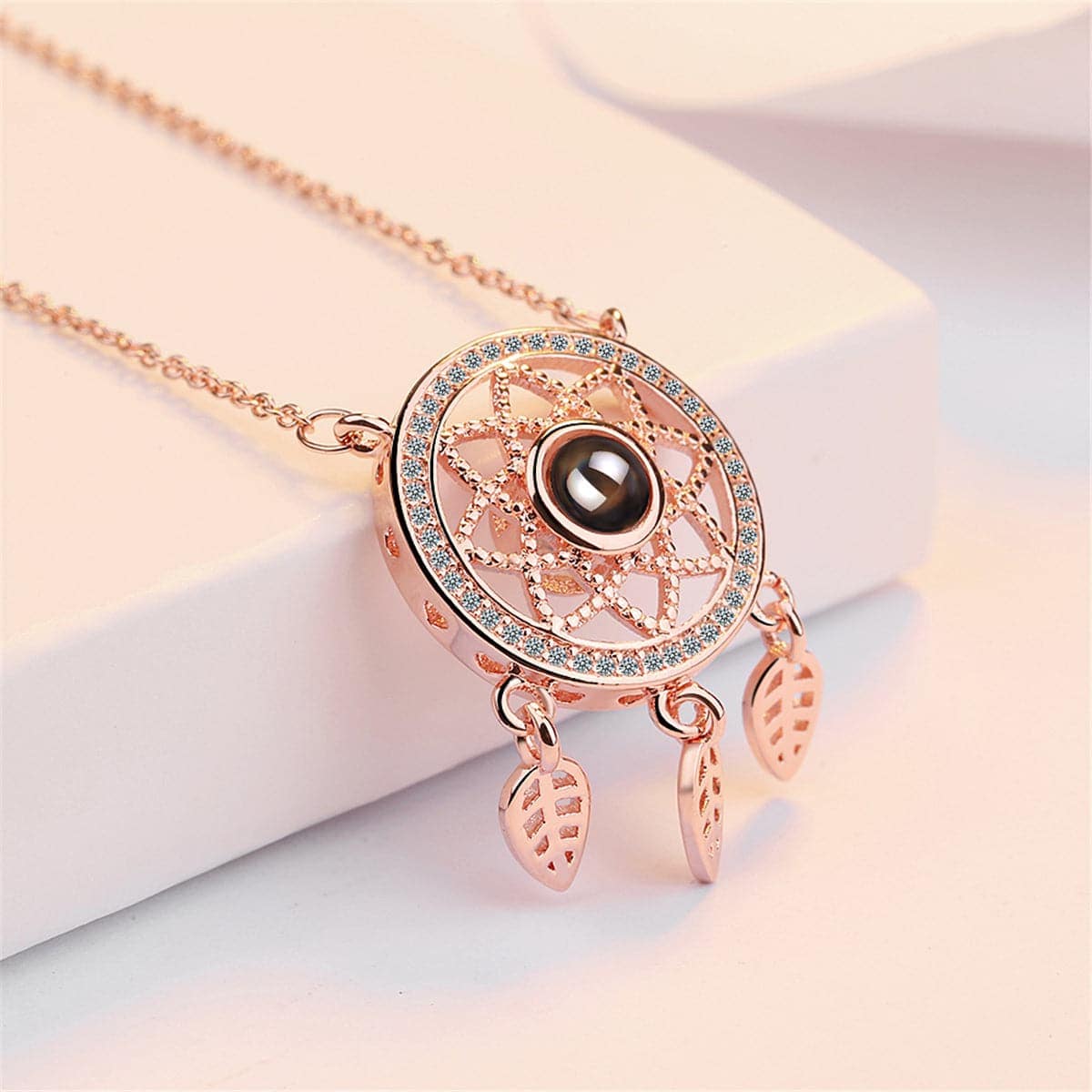 Cubic Zirconia & Rose Goldtone Dreamcatcher Pendant Necklace