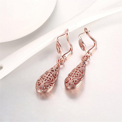 Rose Goldtone Openwork Teardrop Earrings