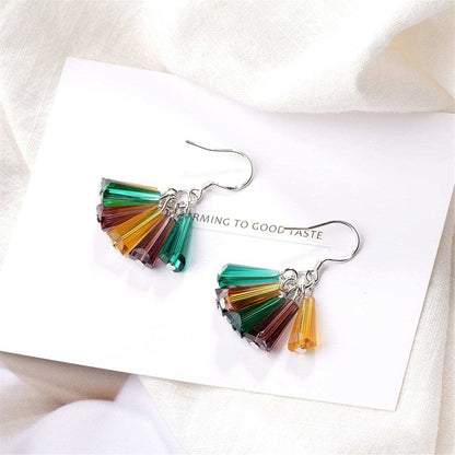 Rainbow Crystal & Silvertone Drop Earrings