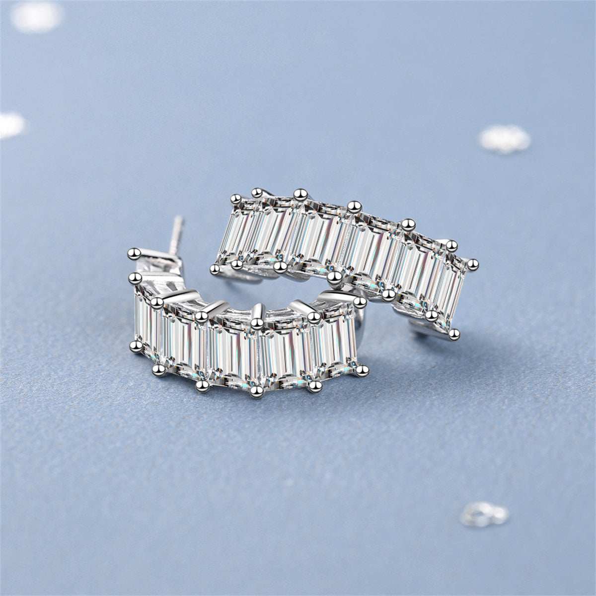 Crystal & Silvertone Huggie Earrings
