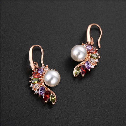 Cultured Pearl & Cubic Zirconia Butterfly-Wing Drop Earrings