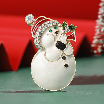 Cubic Zirconia & Goldtone Musical Snowman Brooch