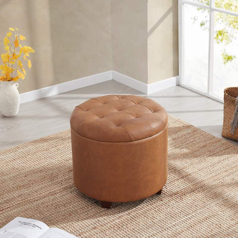 Faux Leather Cognac-
