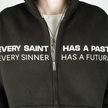 Compliments Sinner & Saint Black Wash Zip-Up Hoodie