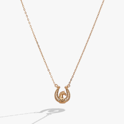 'Horse Girl At Heart' Horseshoe Necklace