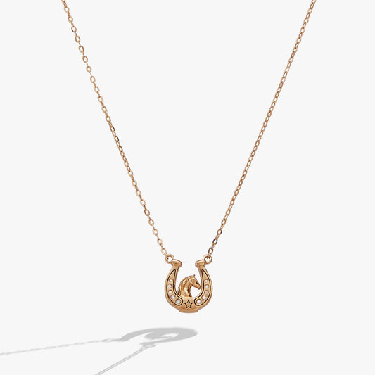 'Horse Girl At Heart' Horseshoe Necklace