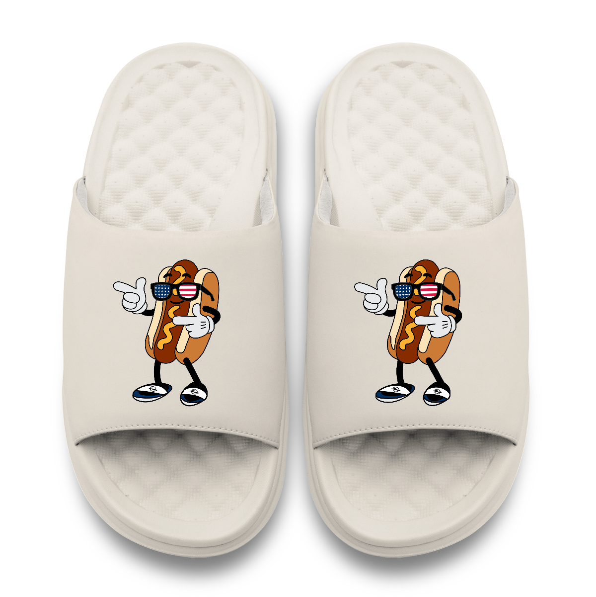 USA Hot Dog Motive Slide Sandals