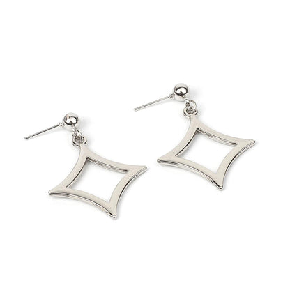 Silvertone Open Rhombus Drop Earrings