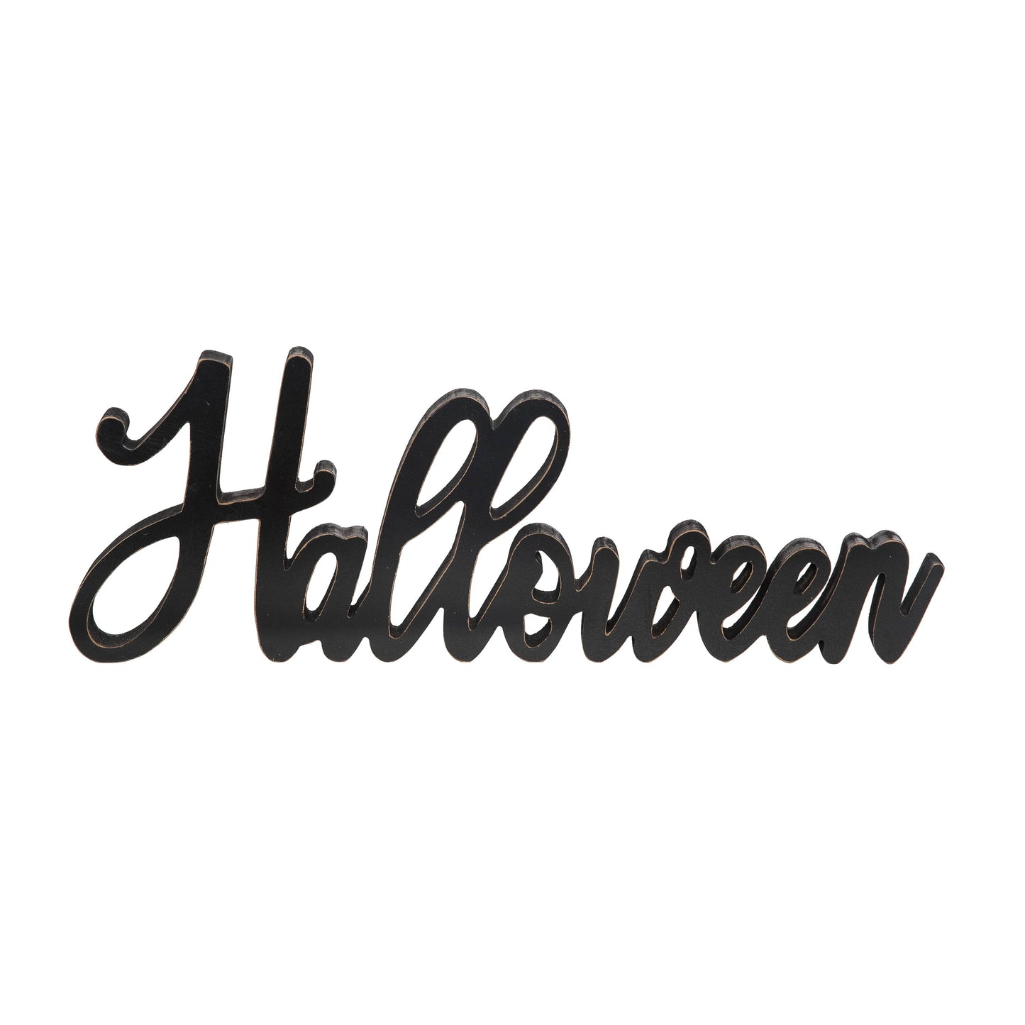 17.99 in Black Halloween Die Cut Cursive Freestanding MDF Signs for Spooky Decor