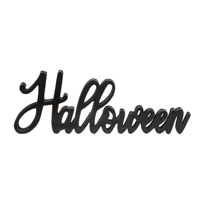 17.99 in Black Halloween Die Cut Cursive Freestanding MDF Signs for Spooky Decor