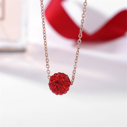 Red Cubic Zirconia & Rose Goldtone Ball Pendant Necklace