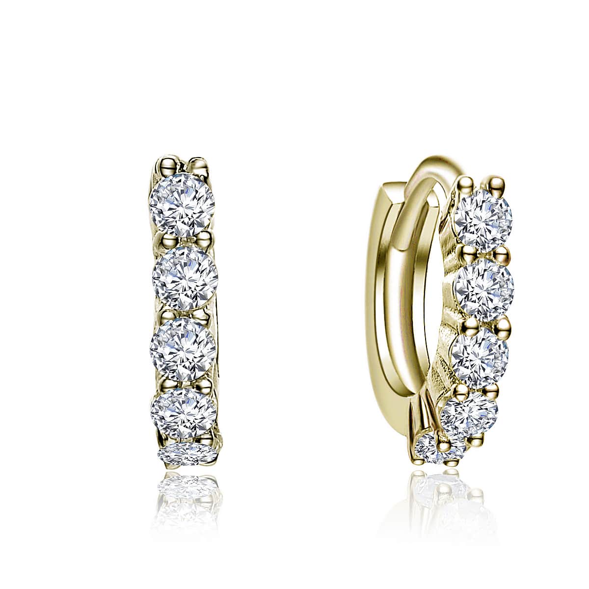 14K Gold Plated Cubic Zirconia Hoop Earrings